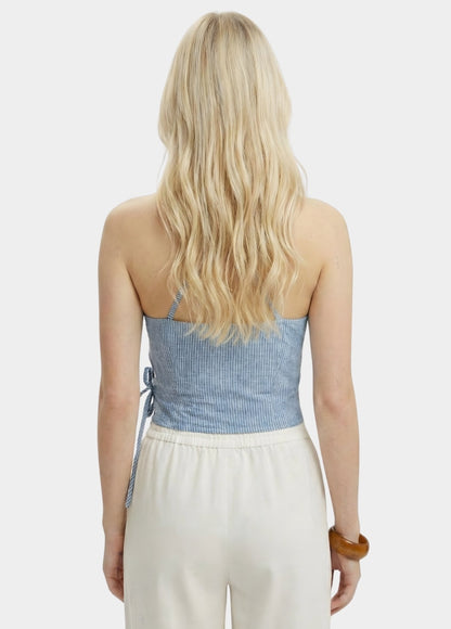 Women’s Blue Wrap Halter Top