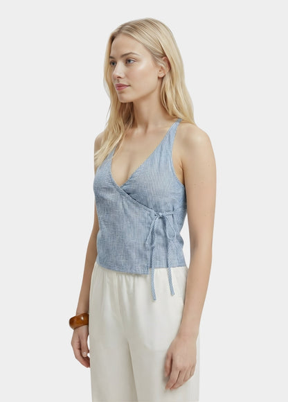 Women’s Blue Wrap Halter Top